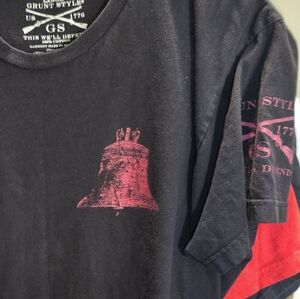 Grunt Style Mens Large Liberty Bell Graphic T-Shirt Black Cotton Short Sleeve